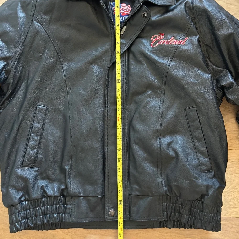 St. Louis Cardinal U.S.A. Leather Jacket Men's Size Large Removable Fleece VTG